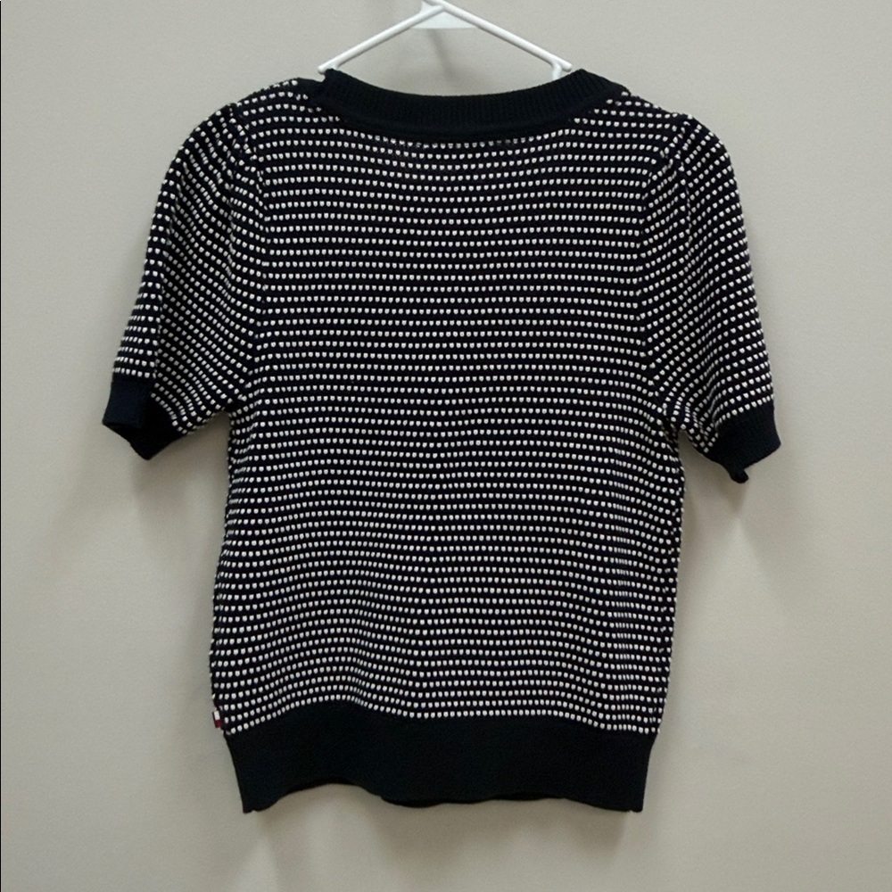 Tommy Hilfiger Blue and White Striped Short Sleeve V Neck Sweater Sz Small! - Picture 7 of 7